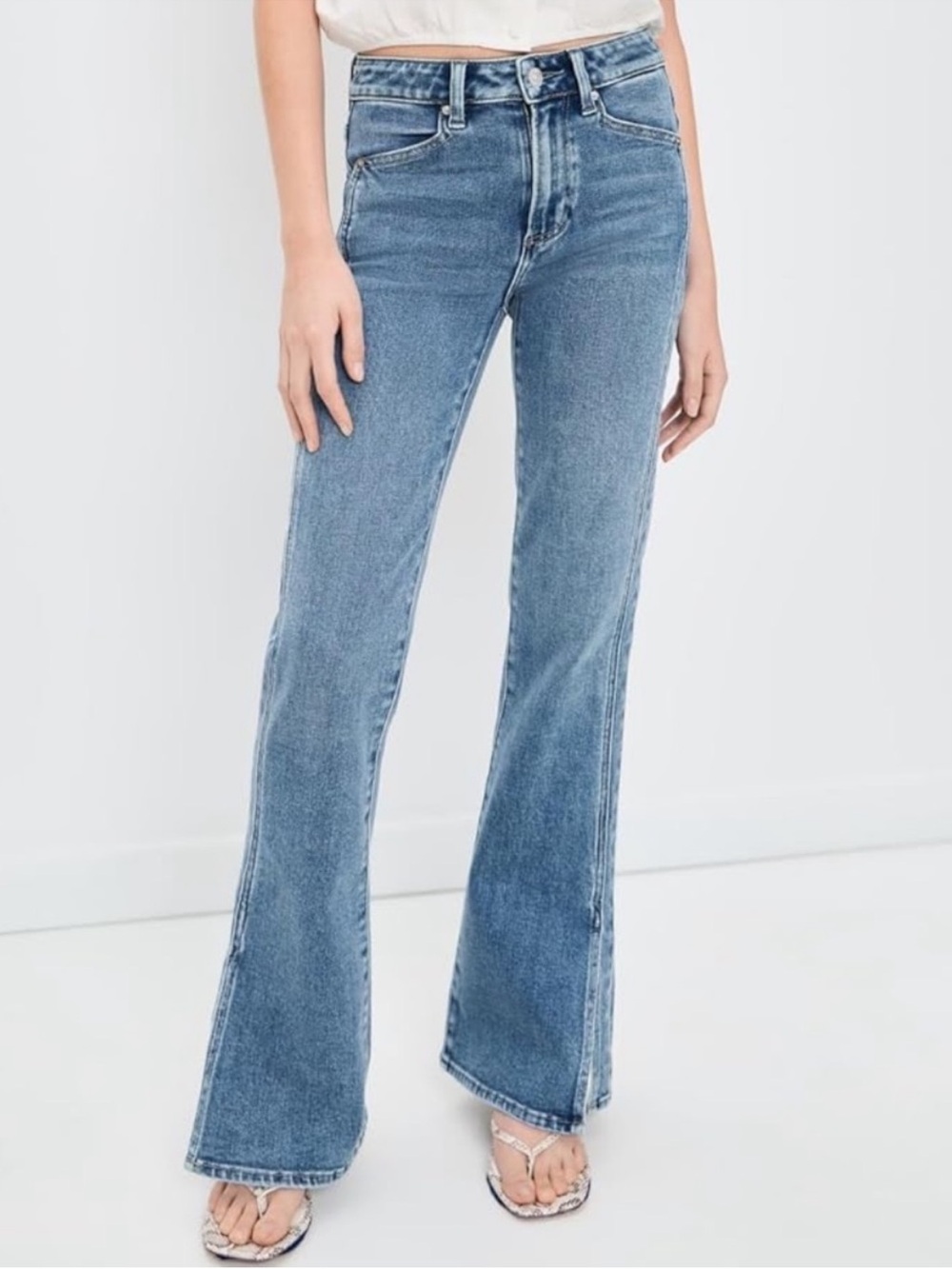 $298 NWT Paige Laurel Canyon bootcut Jeans W/ Vent in Fontessa - Picture 8 of 9